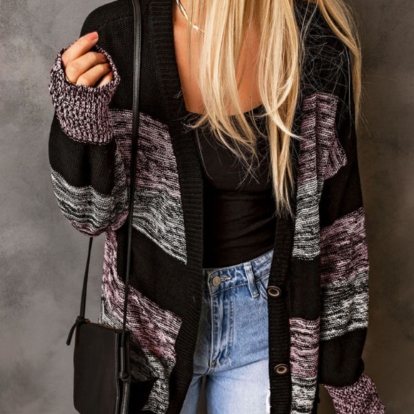 💜 New Colorblock Cardigan - Picture 2 of 7